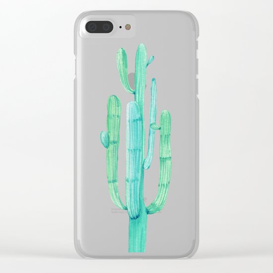 Solo Cactus Mint on Coral Pink Clear iPhone Case