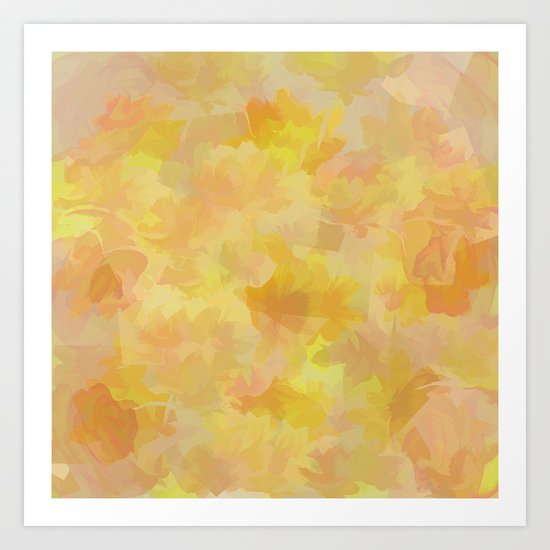 Floating Flowers Painterly Abstract Art Print