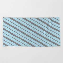 [ Thumbnail: Light Blue and Gray Colored Lined/Striped Pattern Beach Towel ]