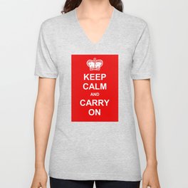 Keep Calm And Carry On English War Quote V Neck T Shirt