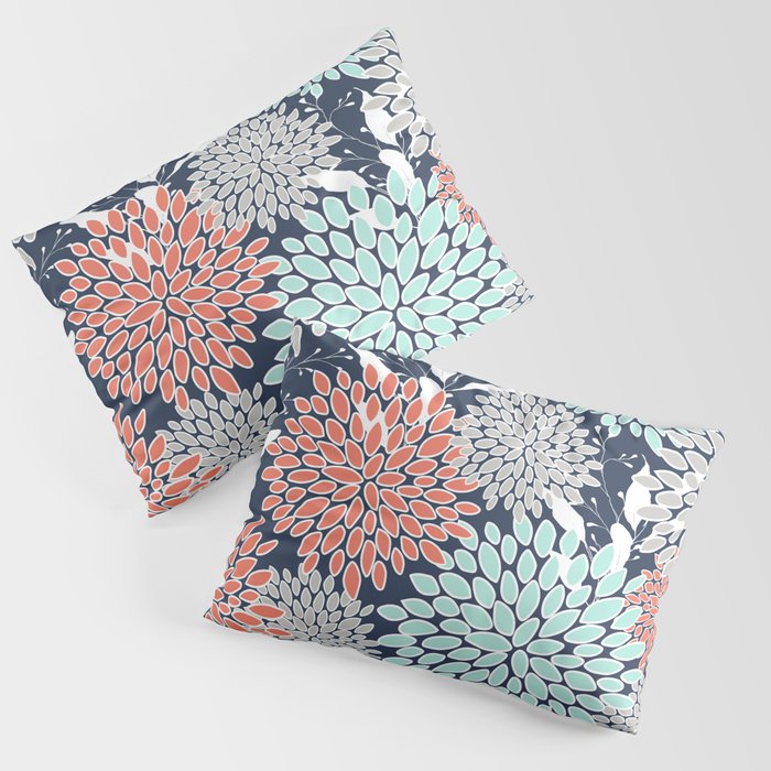 Coral and shop gray pillows