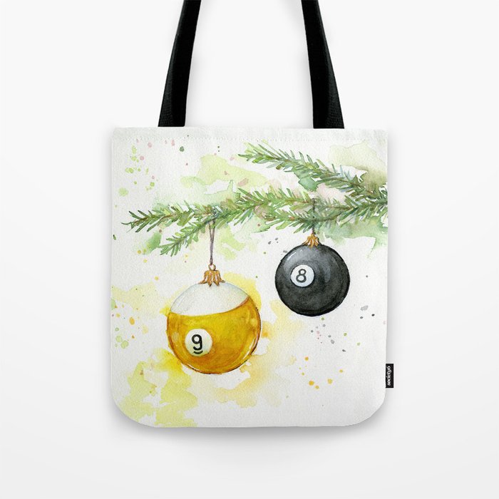 Billiard Pool Balls Christmas Ornaments 8 Ball 9 Ball Tote Bag By Olechka
