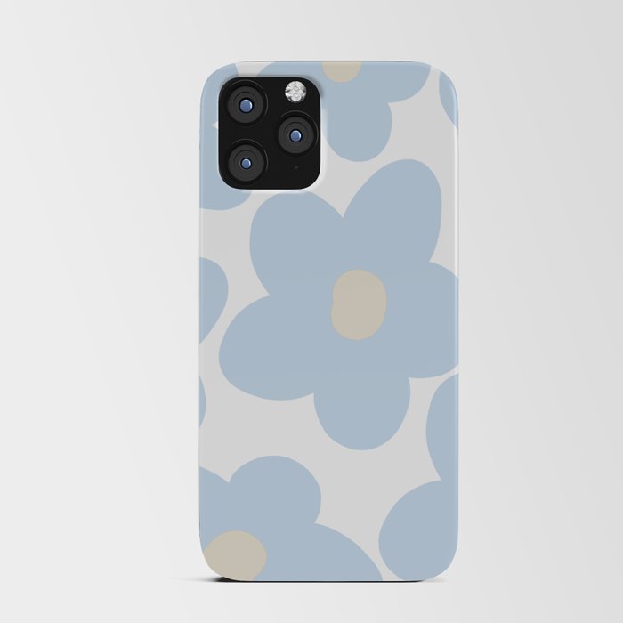 Retro Abstract Springflowers Blue iPhone Card Case