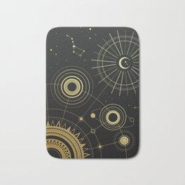 Infinity Bath Mat | Stars, Gold, Cafelab, Moon, Tribal, Black, Constellation, Sky, Sun, Solarsystem 
