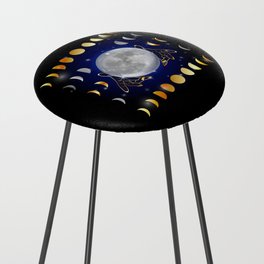 Moon phases magic womans hands on third eye reading crystal ball Counter Stool