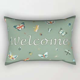 Ditsy Insects - Green Welcome Rectangular Pillow