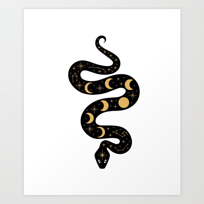 Digital Download Vintage Snake Sun and Moon Print Art