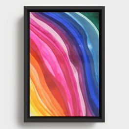 colorful waves: pink and blue Framed Canvas