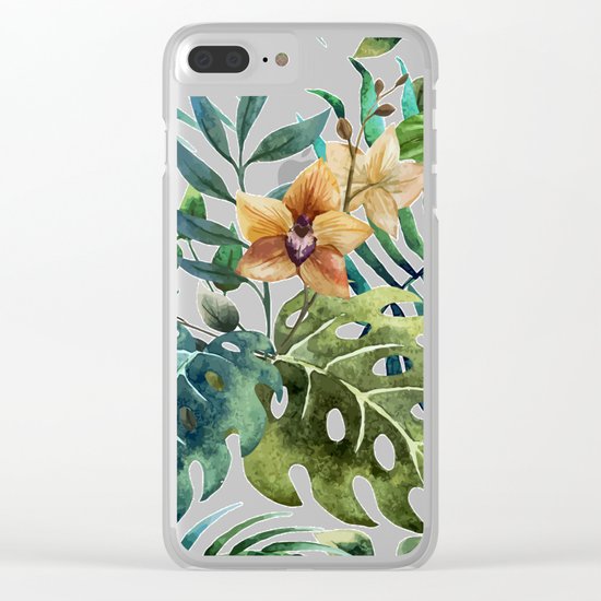 Tropical Floral Pattern 03 Clear iPhone Case