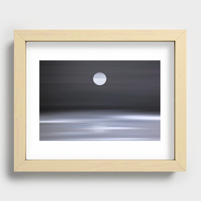 Full Moon Art - Beach Night Sky Recessed Framed Print