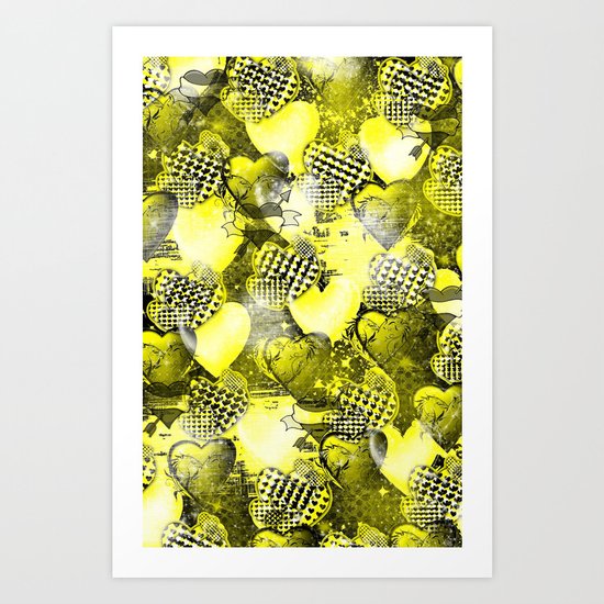 Light Bulb Hearts Series (yellow) Art Print
