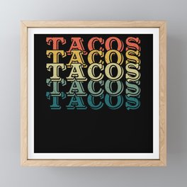 Vintage Tacos Word Mexican Mexico Cinco De Mayo Framed Mini Art Print