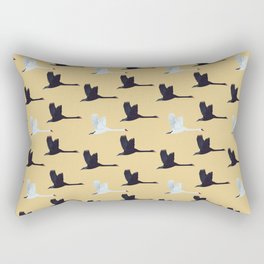 Flying Elegant Swan Pattern on Tan Background Rectangular Pillow
