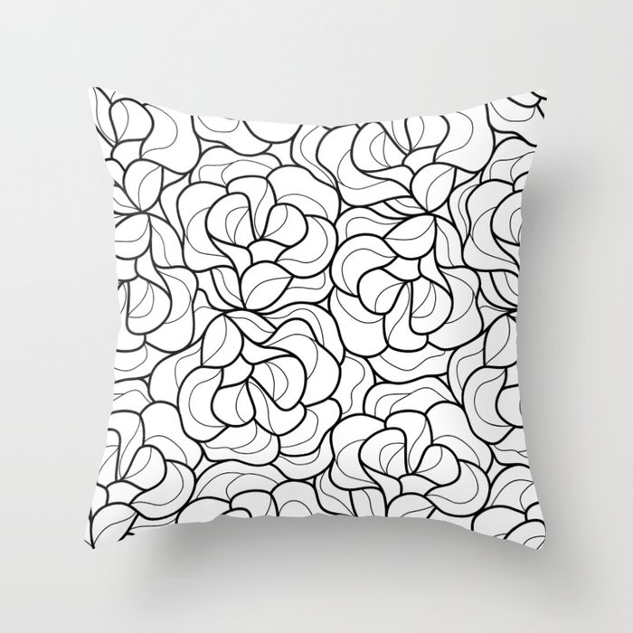 Black and white Rose Throw Pillow