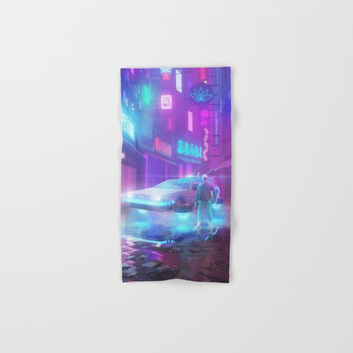 Back To The Future japan street retro neon style Hand & Bath Towel