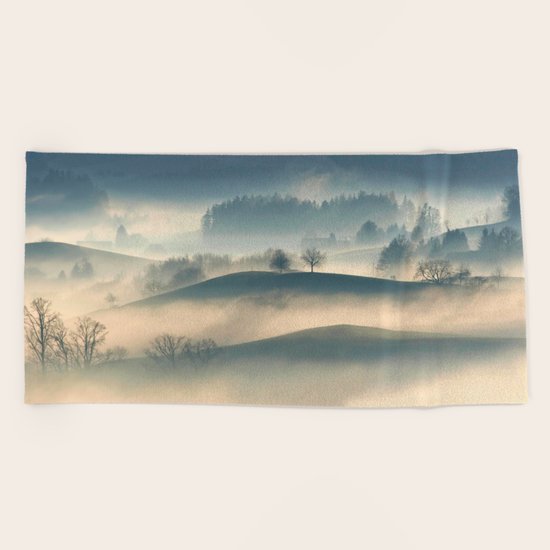 Foggy Hills Beach Towel