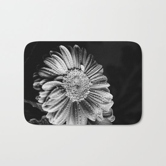 Gerbera black and white Bath Mat
