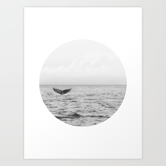 Black and White Whale Tail Circle Photograph No. 2 Art Print