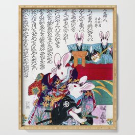 Samurai Rabbits, Utagawa Yoshifuji,“ Okarukannpei ” Serving Tray