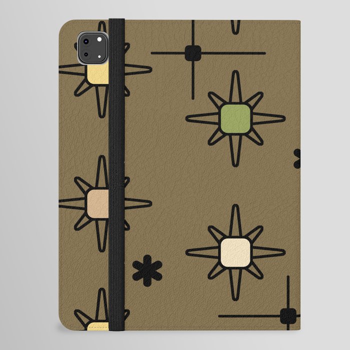 Atomic Sky Starbursts Olive Green iPad Folio Case