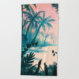 Faded Hawaiian Scene Beach Towel
