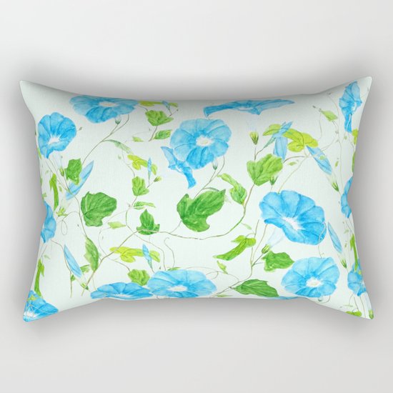 blue morning glory pattern Rectangular Pillow