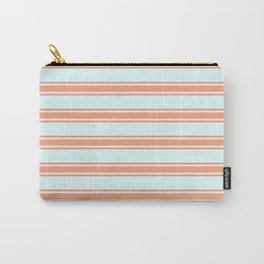 [ Thumbnail: Light Cyan and Light Salmon Colored Stripes/Lines Pattern Carry-All Pouch ]