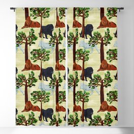 digital pattern with white, black and brown lions Blackout Curtain