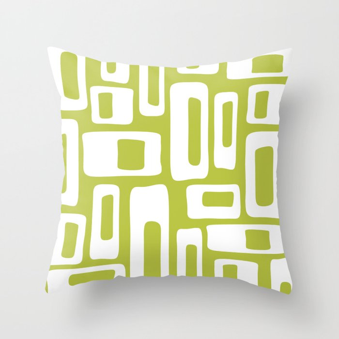 Retro Mid Century Modern Abstract Pattern 335 Chartreuse Throw Pillow
