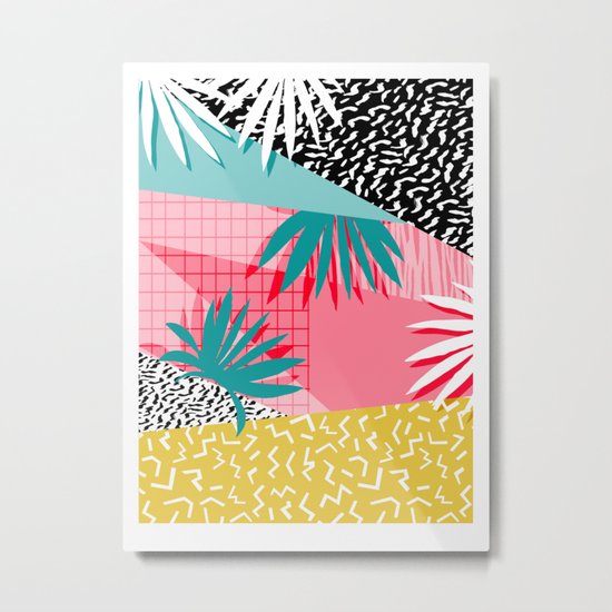 Bingo - throwback retro memphis neon tropical socal desert festival trendy hipster pattern pop art Metal Print