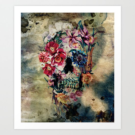 Skull on old grunge II Art Print