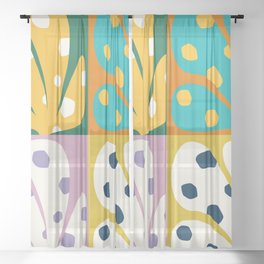 Spots patterned color leaves patchwork 2 Sheer Curtain