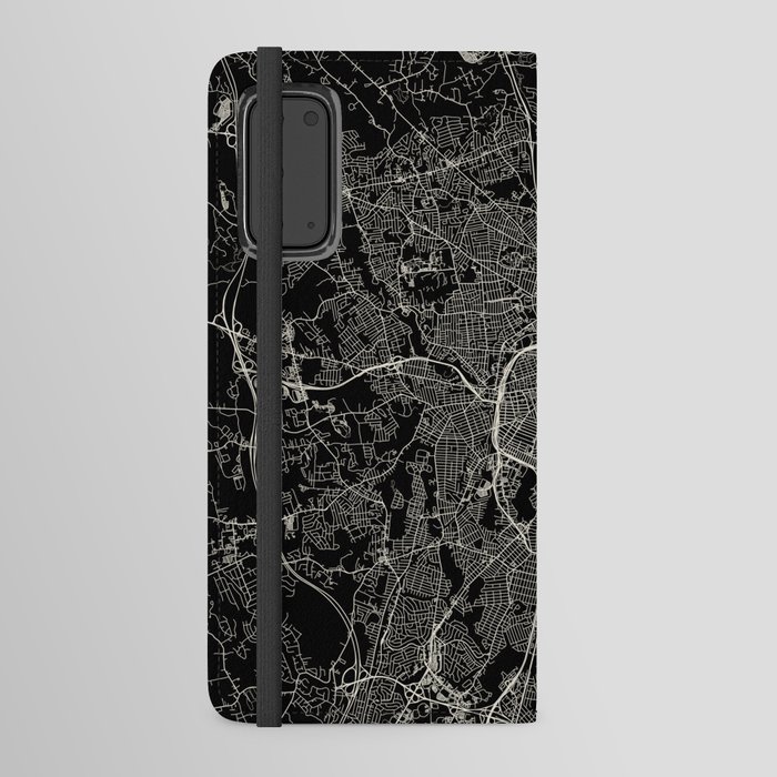 USA, Providence City Map - Black and White Android Wallet Case