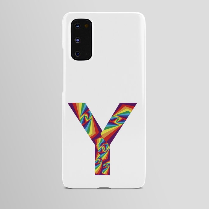 capital letter Y with rainbow colors and spiral effect Android Case
