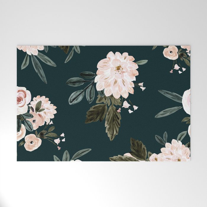 Moody Vintage Roses light Welcome Mat
