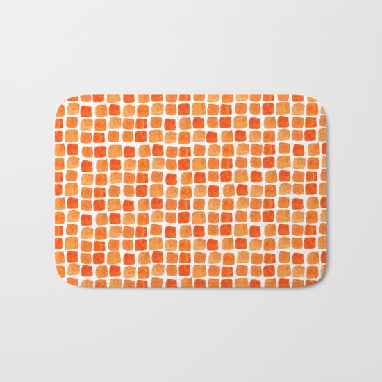 Orange Squares Pattern. Bath Mat