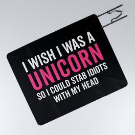 Wish I Was A Unicorn Funny Quote Picnic Blanket