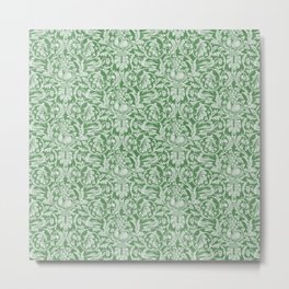 Queen Anne - Green Adaption William Morris Damask Pattern Metal Print