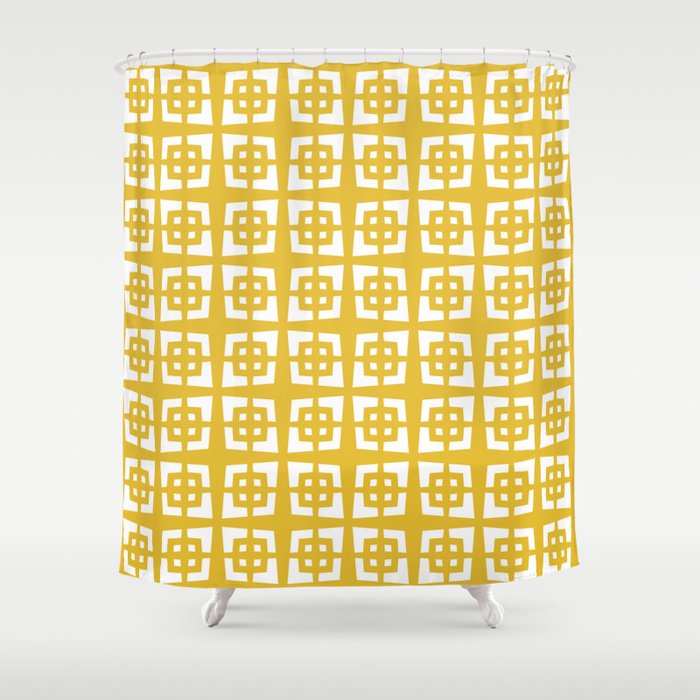 Mid Century Modern Pattern 271 Mustard Yellow Shower Curtain By