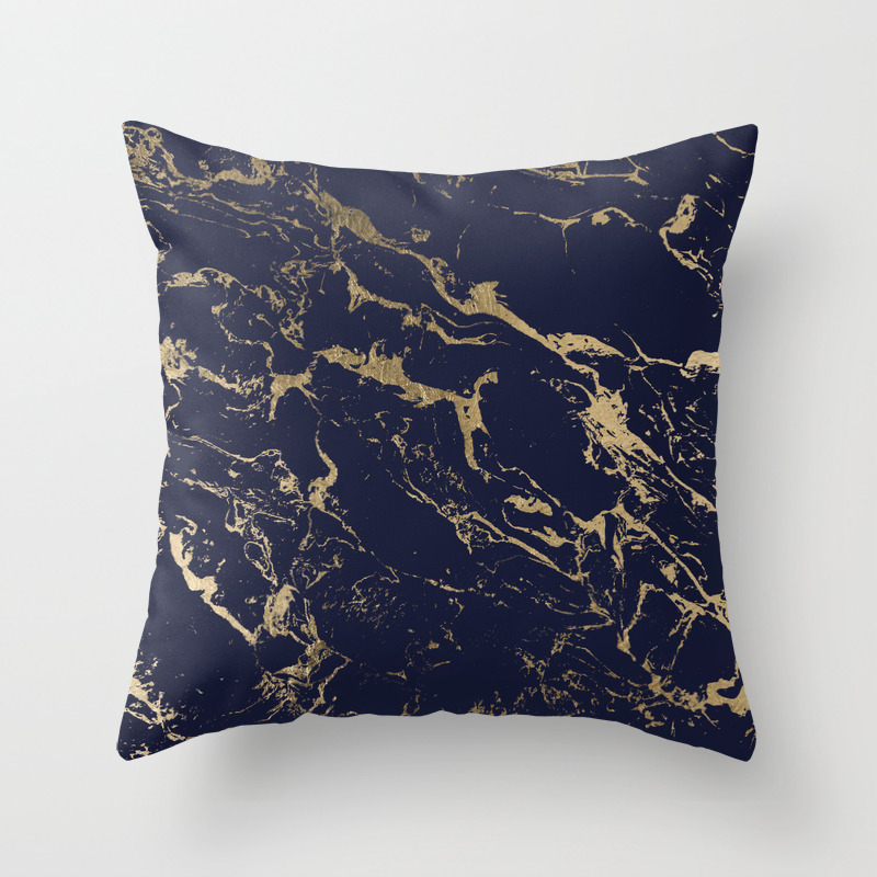 Society6 Modern Luxury Chic Navy Blue Gold Marble Pattern by Girly Trend by Audrey Chenal on Throw Pillow 