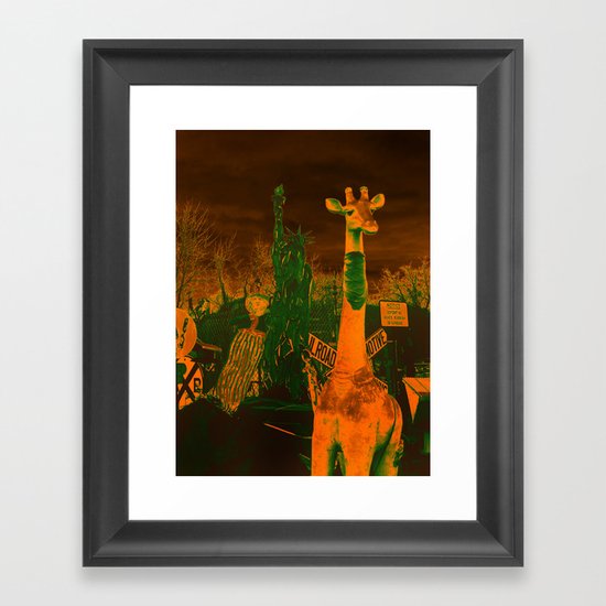 What in the giraffe Framed Art Print