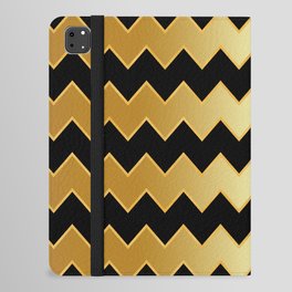 Gold Black Modern Zig-Zag Line Collection iPad Folio Case