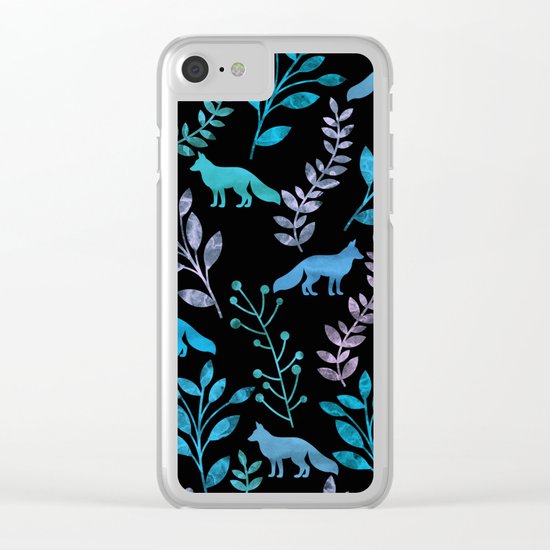 Watercolor Floral & Fox IV Clear iPhone Case