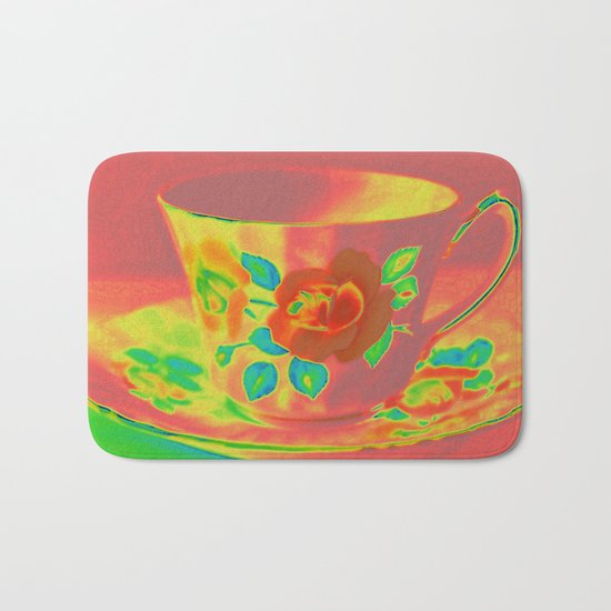 Teacup | Still Life | Vintage Coral Rose Teacup | Nadia Bonello Bath Mat