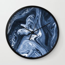 Ren - indigo ink india ink marble pattern texture art print cell phone case with marble blue joy Wall Clock