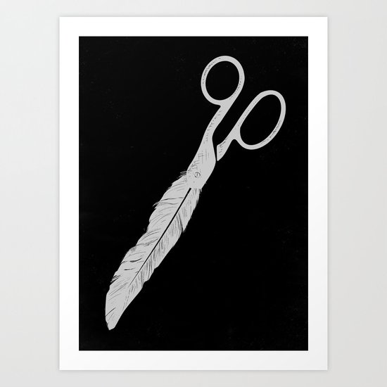 Feathered - On Black. Art Print