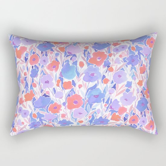 Flower Field Apricot Lilac Rectangular Pillow