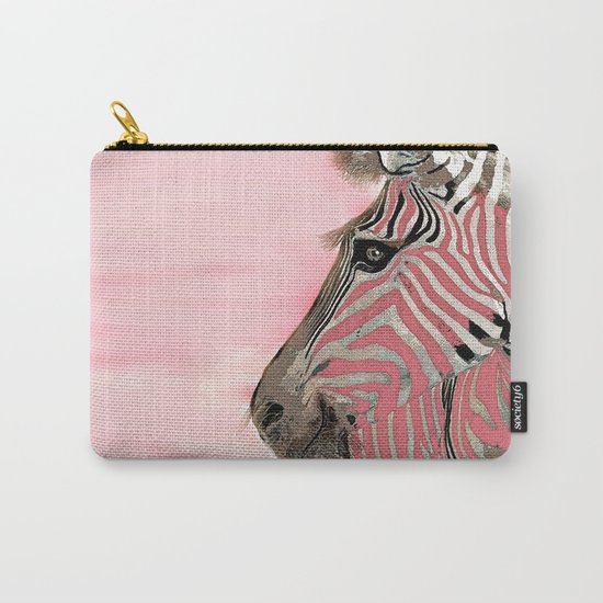 Zebra Pink and White Carry-All Pouch