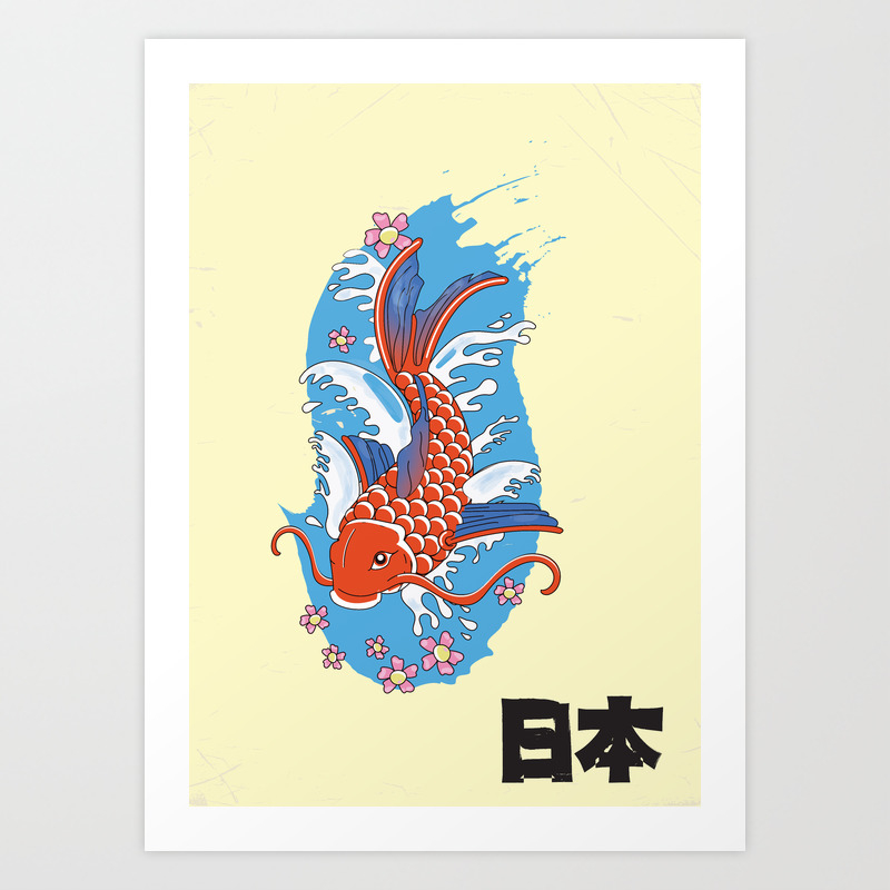 Japan Koi Vintage Poster Art Print By Nicholasgreen Society6