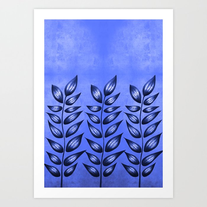 Blue Plant With Pointy Leaves Art Print